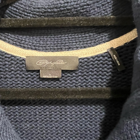 NWT Christopher Fisher Zip Up Navy Sweater L - Picture 6 of 8